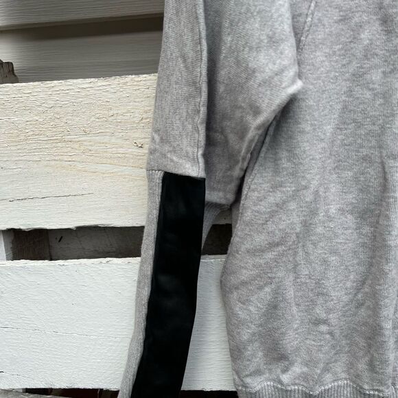 EUC Gray Sweater With Faux Leather Accents - Picture 2 of 7